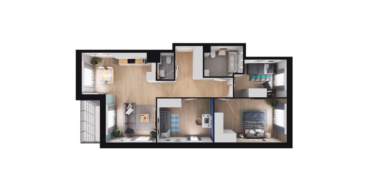 4-pokojowe mieszkanie 73m2 + balkon - Pełny obrazek: 3/12