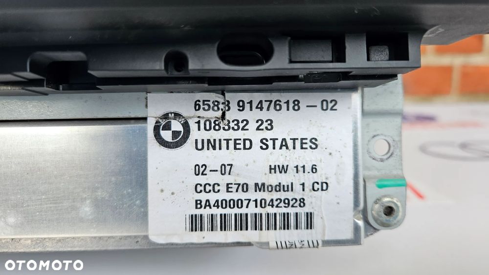 BMW X5 E70 X6 E71 Czytnik nawigacji CCC Navi nawigacja radioodtwarzacz 9147618 - 3