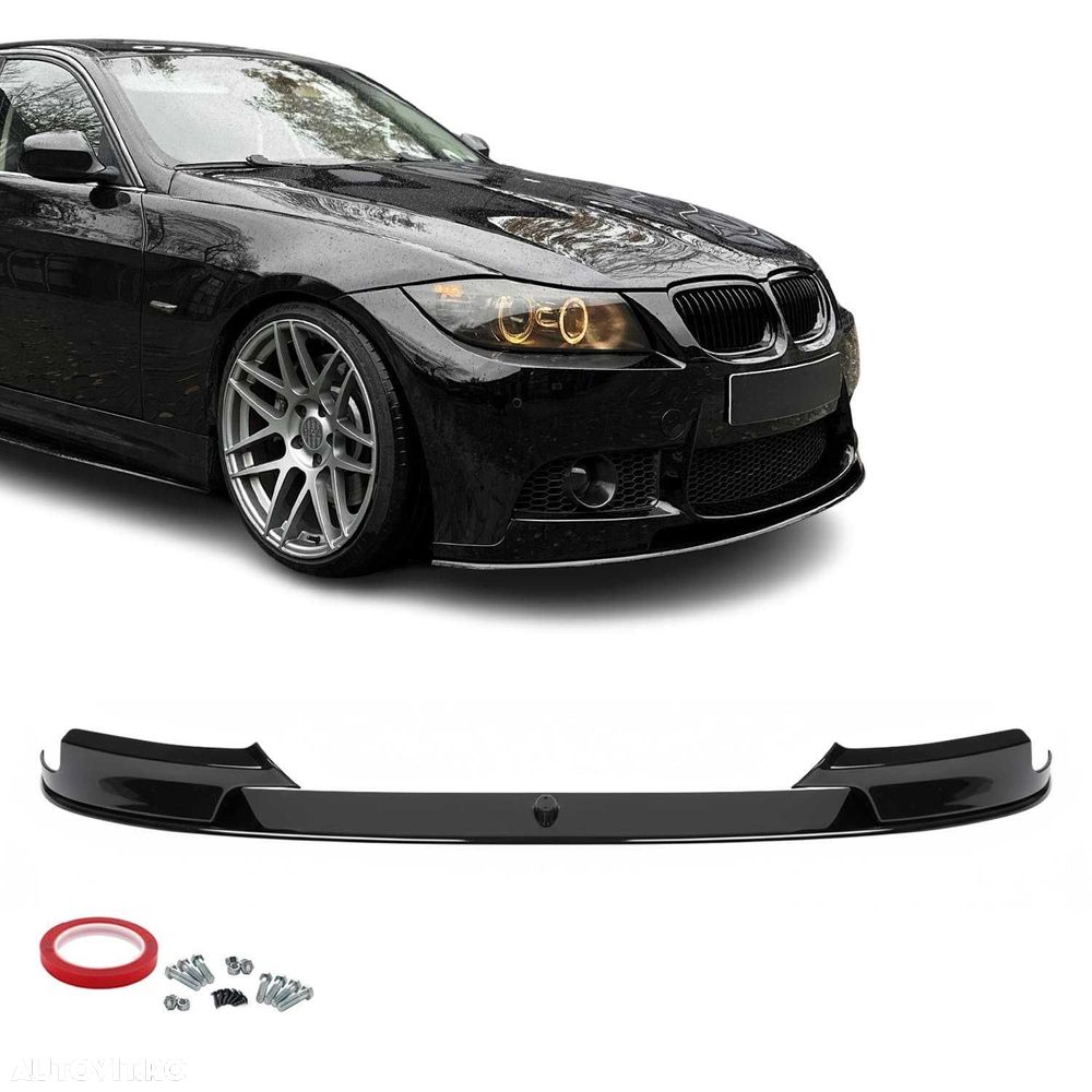 Prelungire Lip Bara Fata M3, Extensie bara M3 Style pentru BMW E90 E91, Negru Lucios - 1