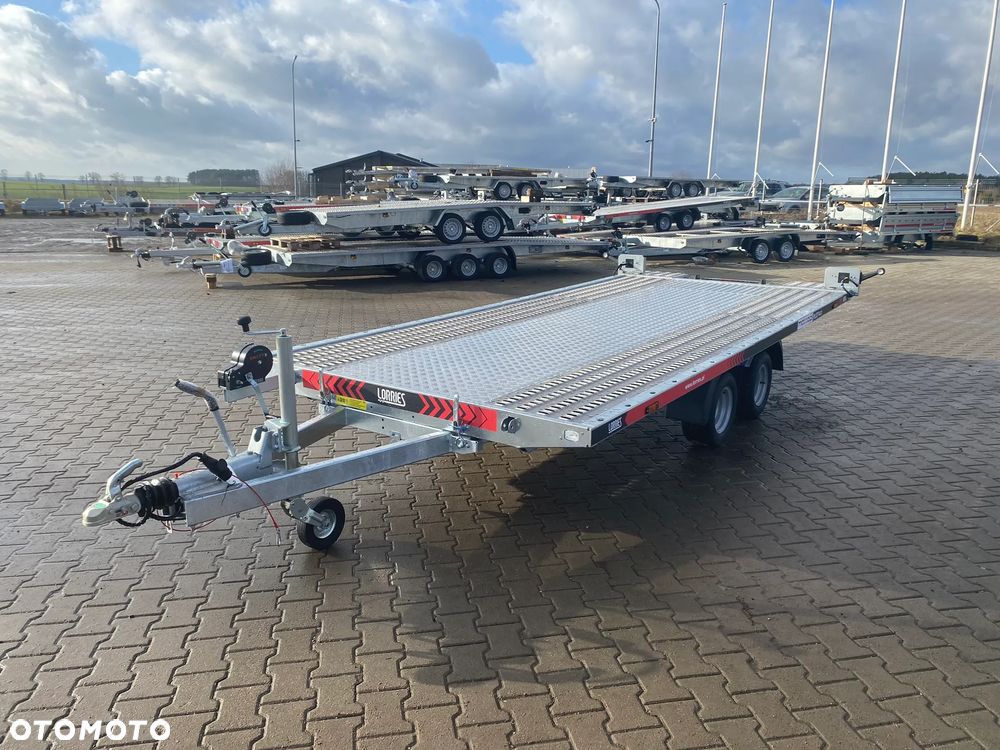 Lorries DOSTAWA! Przyczepa Laweta PLI27-4521 wym. 450x201cm Przyczepa do przewozu aut, UCHYLNA! Zintegrowane najazdy, FULL LED, 2 osie, podłoga aluminiowa DMC 2700kg - 3