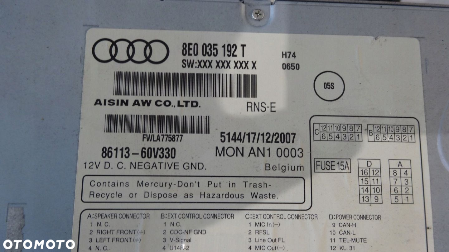 AUDI A4 B7 III 08r radio CD nawigacja 8E0035192T 86113-G0V330 - 7