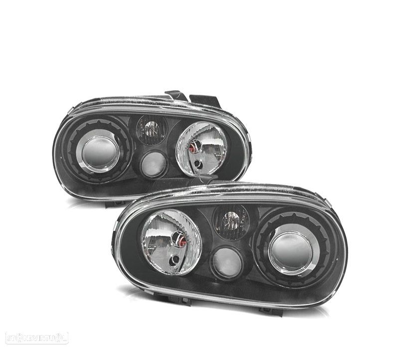 FARÓIS VOLKSWAGEN VW GOLF 4 LOOK R32 FUNDO NEGRO - 1