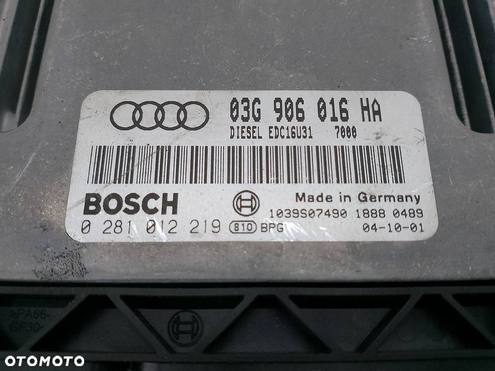 KOMPUTER, STEROWNIK AUDI A4 B6 03G906016HA 0281012219 1.9 TDI - 2