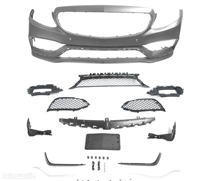PARA-CHOQUES FRONTAL MERCEDES C W205 14-18 LOOK AMG C63 PRATEADO PDC - 4