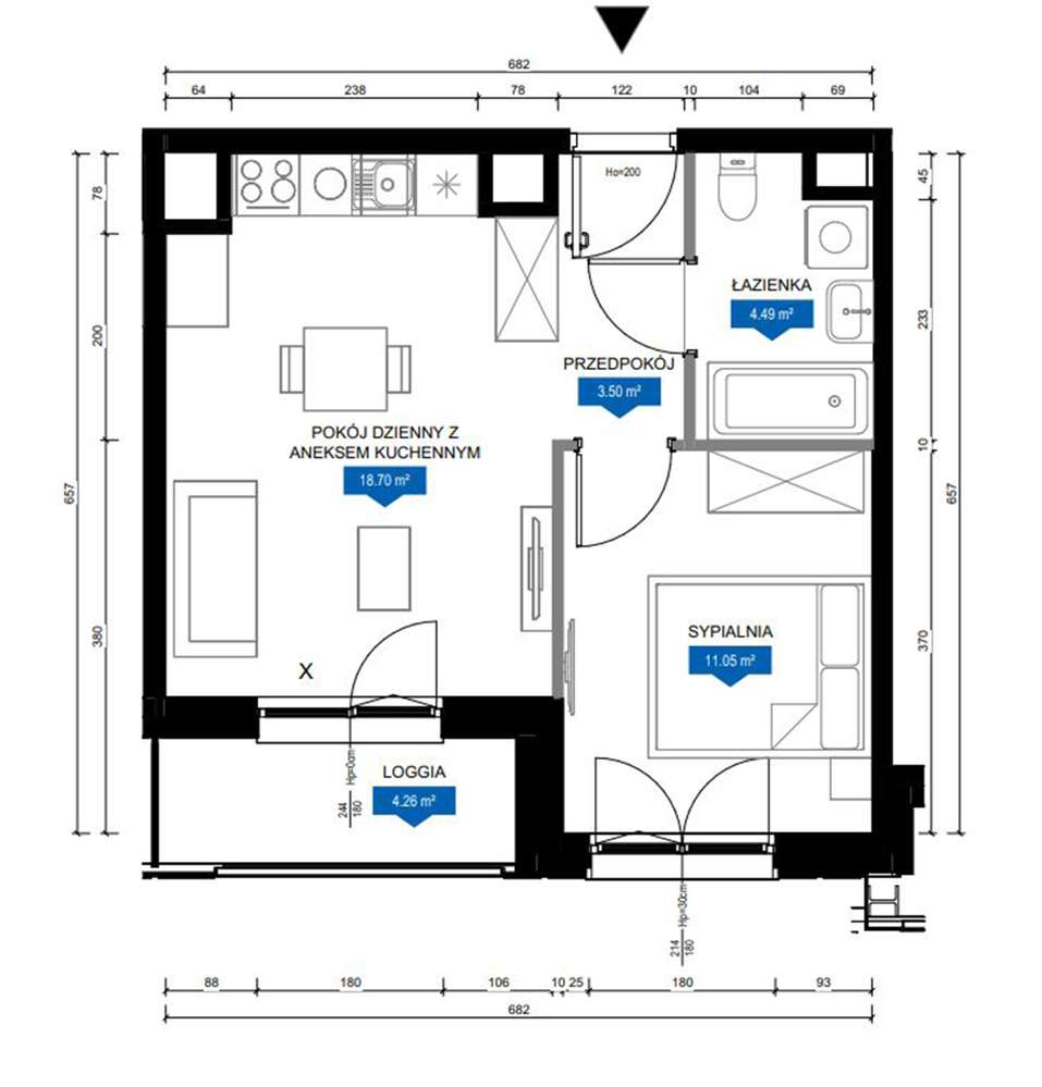 Nowe 2 pokoje 37,9 m² z loggią | Flow, Nowe Centrum Łodzi