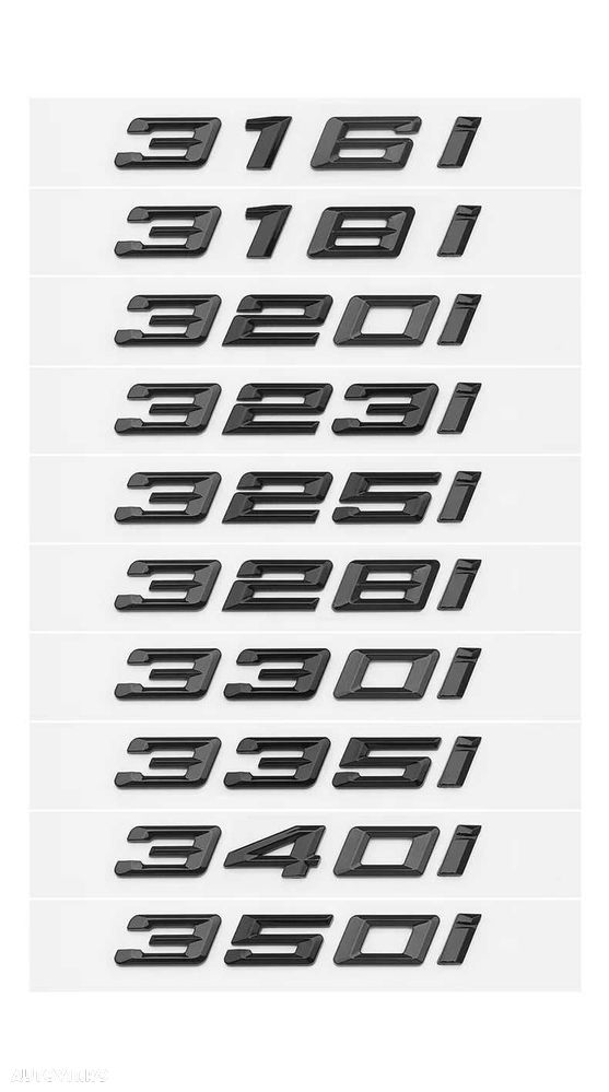 Emblema Sigla LOGO Cifre BMW Portbagaj 320 330 335 340 420 430, Negru - 1