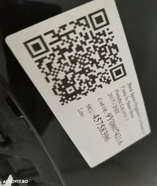 Bara Spate Originala Cu Senzori Si Fusta In Stare Buna Porsche  Cayenn - 8