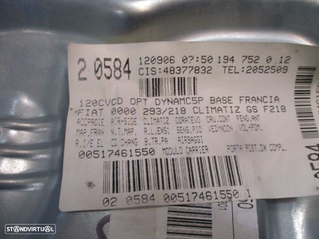 Elevador Sem Motor 00517461550 FIAT CROMA SW 2006 5P Td - 2