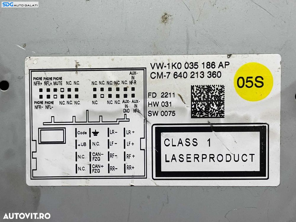 Unitate Radio CD Player RCD 310 Volkswagen Touran 1T3 2010 - 2015 Cod 1K0035186AP [L3079] - 4