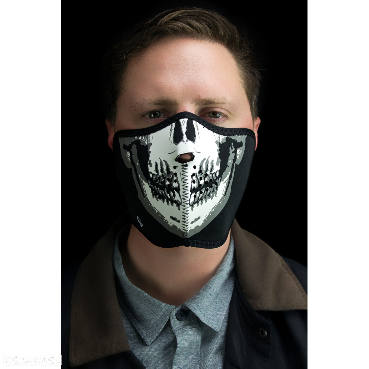 zan headgear half face mask glow-in-the-dark skull one size 25030082 - 2
