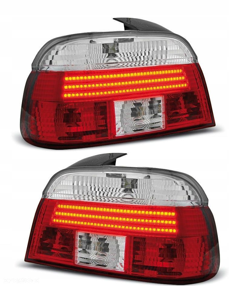 Lampy tyl tylne kpl Led Neon Tuning CzerwonoBiałe Bmw 5 e39 sedan 1996-2000 - 1