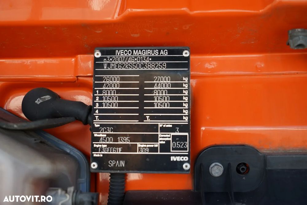 Iveco STRALIS 420 / 6X2 / LIVRARE 6.5m + HDS FASSI. F185 CAPACITATE MAXIMĂ DE ÎNCĂRCARE 5750 KG / RADIOCOMANDĂ / ROTATOARE / ANVELOPE 100% / - 37