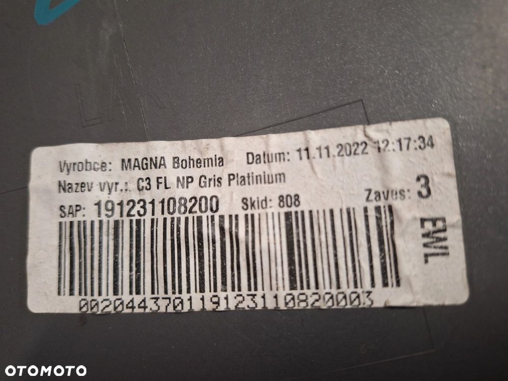CITROEN C3 III LIFT 20-24 NIE KLEJONY! KOLOR: EVL GRIS PLATINIUM ZDERZAK PRZÓD PRZEDNI+ŚLIZGI ORYG 9835941177 WYSYŁKA 24 - 14