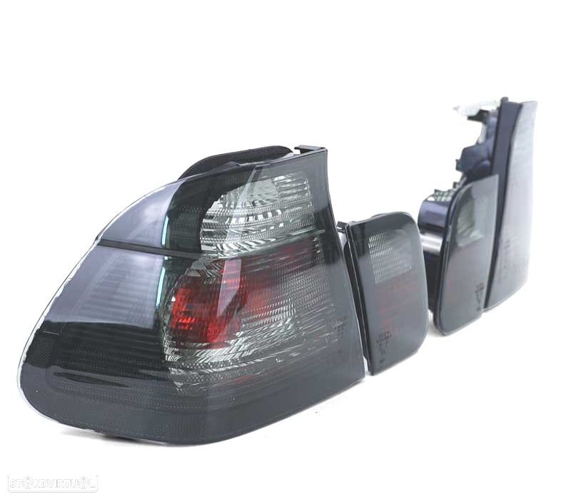FAROLINS TRASEIROS BMW E46 SEDAN 98-01 FUMADOS LEX - 2