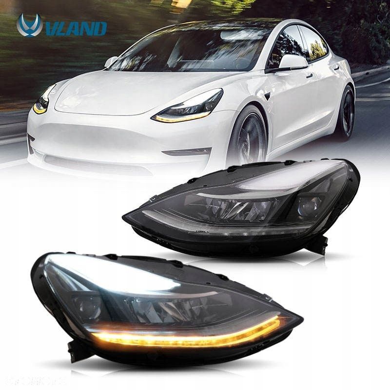Reflektor Lampa L+R Full Led Animacje Dynamiczne Tesla model 3 17-22 Y 20-2 - 1