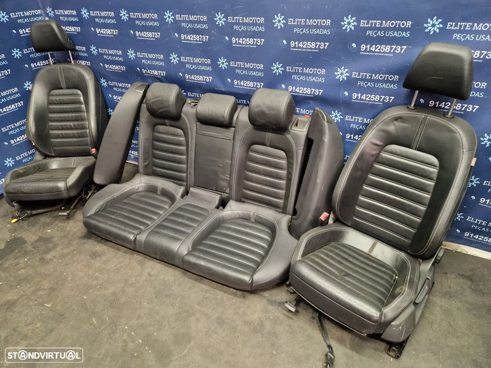 Jogo de bancos usados VW PASSAT CC HIGHLINE PELE PRETOS - 3