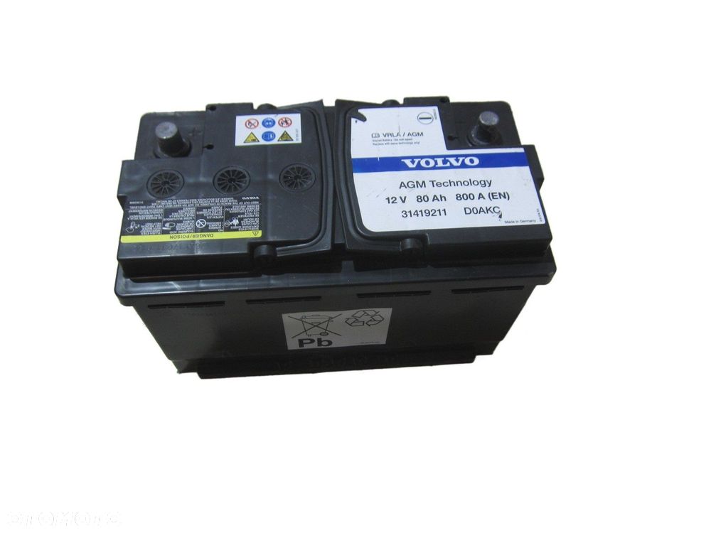 VOLVO XC60 XC40 XC90 S60 S90 START STOP AGM AKUMULATOR 80AH 800A 31419211 - 1