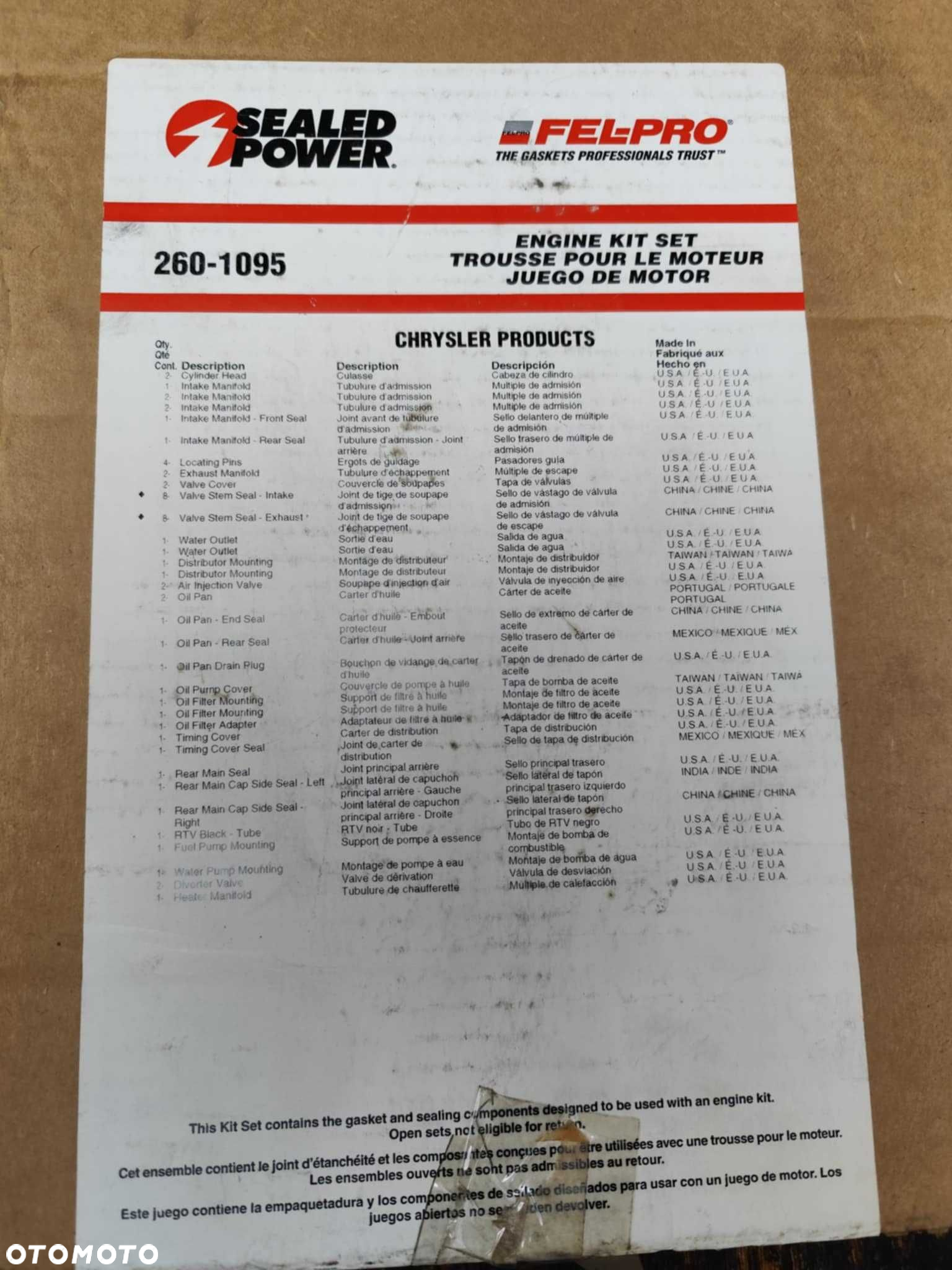 Chrysler Dodge Plymouth V8 5.9L komplet uszczelek silnika - 2