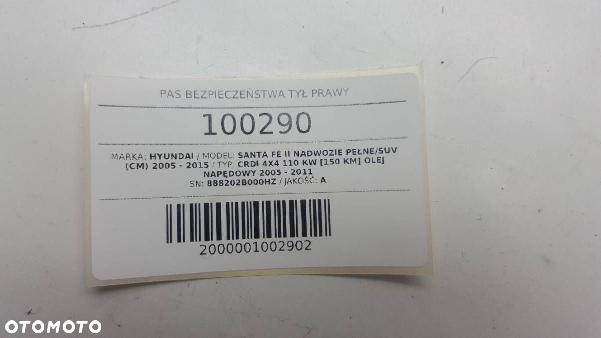 PAS BEZPIECZEŃSTWA TYŁ PRAWY SANTA FE II 2011 - 5