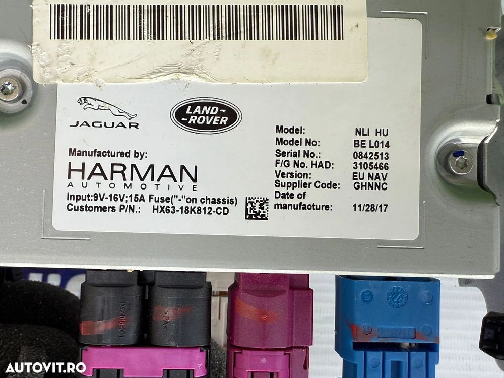 AMPLIFICATOR AUDIO JAGUAR F-PACE X761 2018 2.0 DIESEL / 5 USI COD OEM HX63-18K812-CD HY32-18K812-CF 2016-2020 - 7