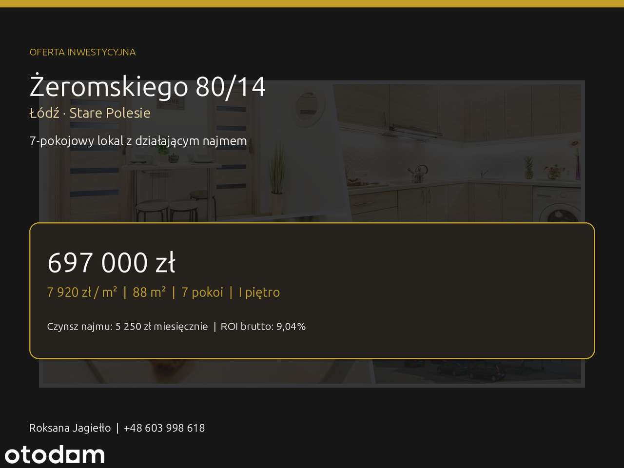 Gotowiec inwestycyjny | 7 pokoi | działający najem | ROI 9,04%