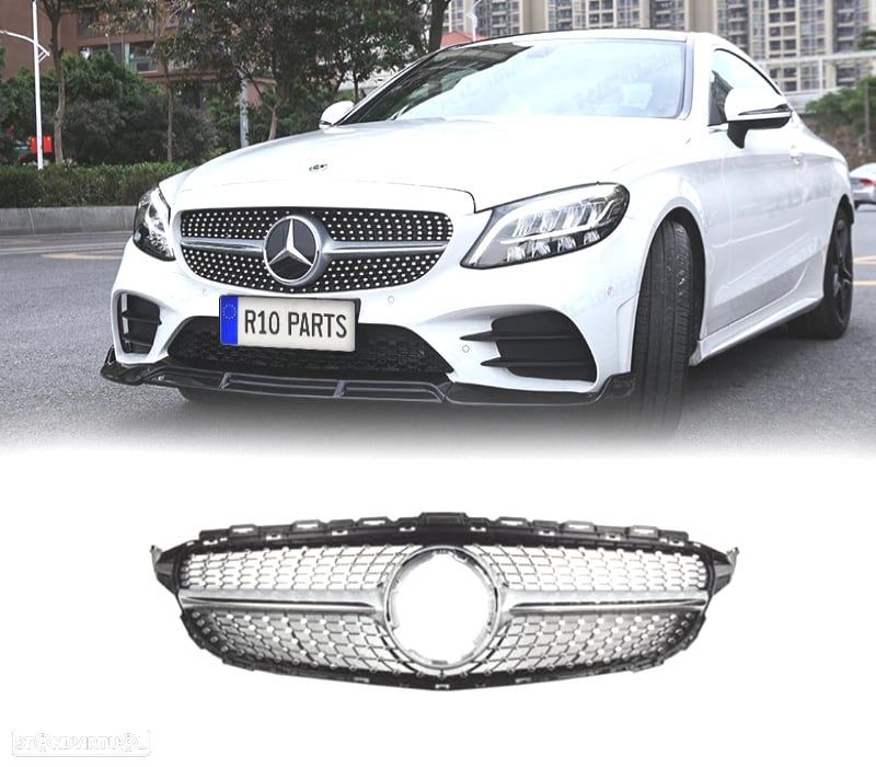 GRELHA FRONTAL MERCEDES W205 18-21 LOOK AMG CROMADO DIAMOND - 1