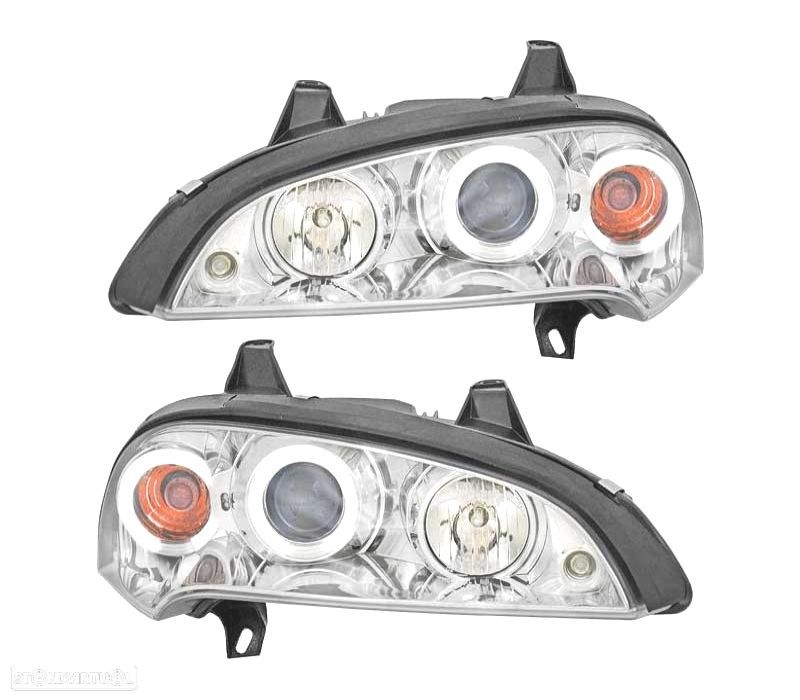 FARÓIS ANGEL EYES CCFL OPEL TIGRA 95-03 FUNDO CROMADO - 1