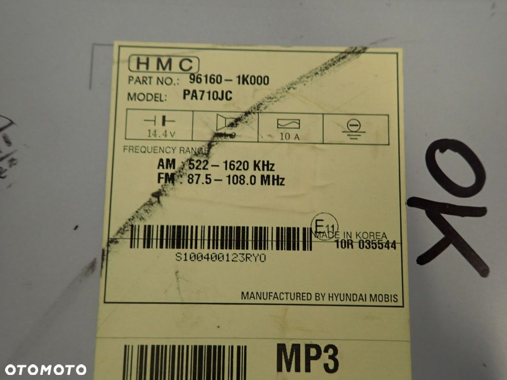 HYUNDAI IX20 HB 5D 09- RADIO FABRYCZNE 96160-1K000 - 5