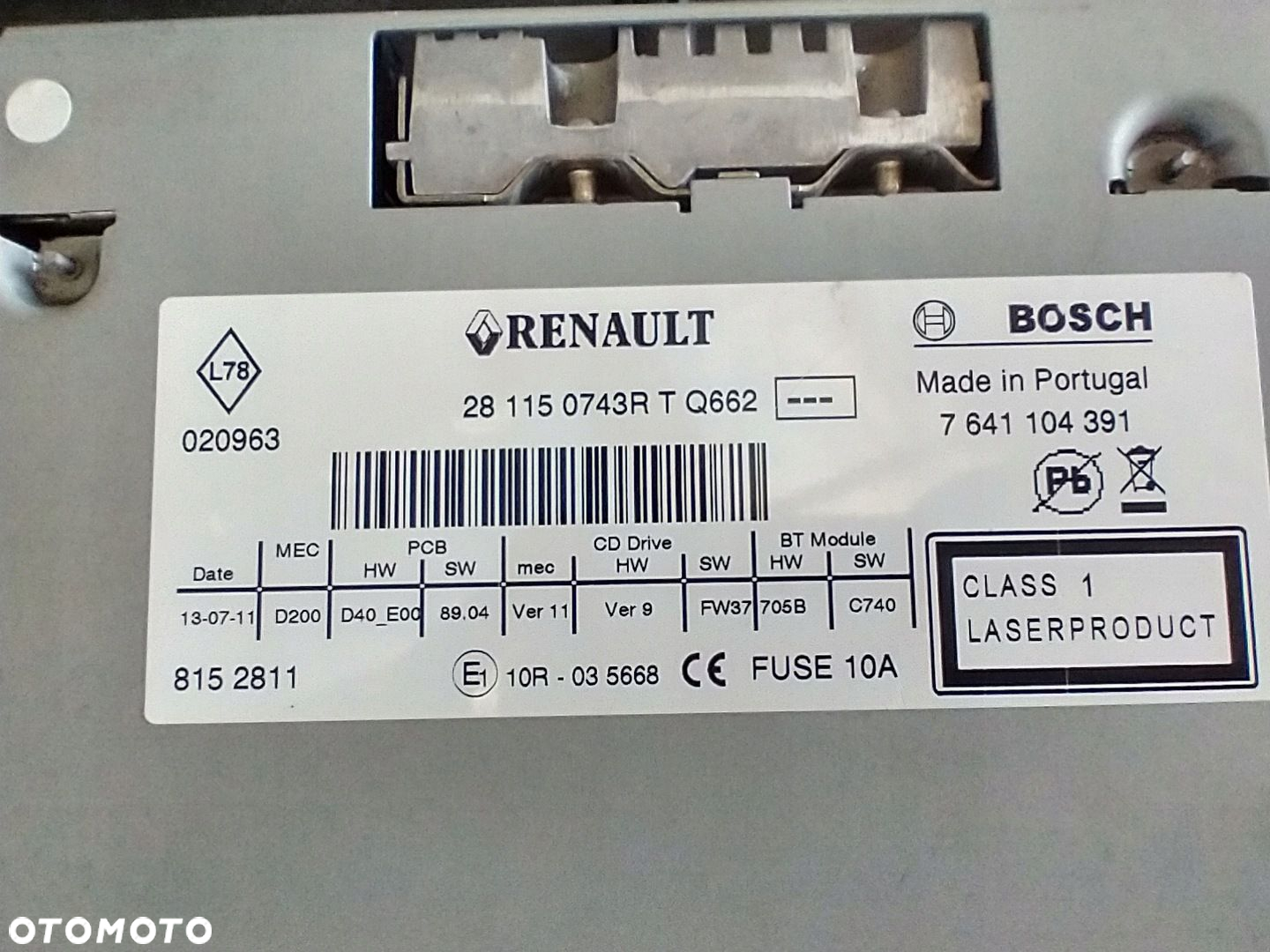 RENAULT MEGANE III SCENIC III LIFT RADIO CD 281150743R 7641104391 - 9