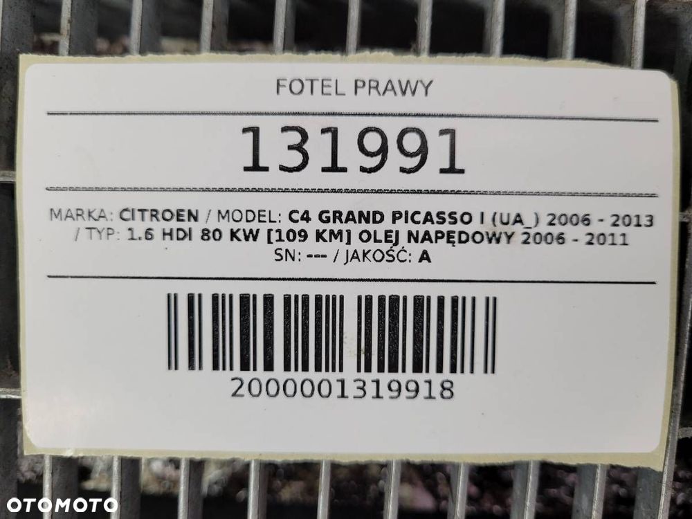 FOTEL PRZÓD PRZEDNI PRAWY PASAŻERA CITROEN C4 GRAND PICASSO I EU - 9