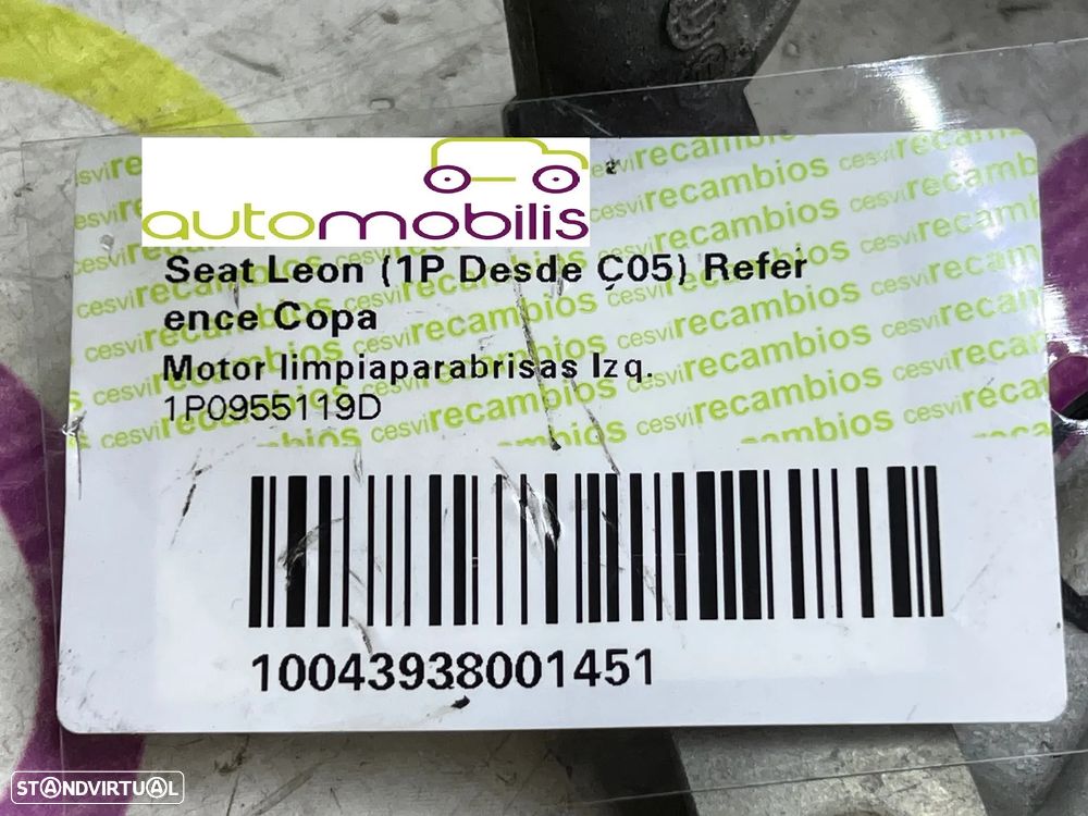 Motor Limpa vidros Frt Esq SEAT LEON (1P1) Ref. 1P0955119A - NO. 340056 - 4