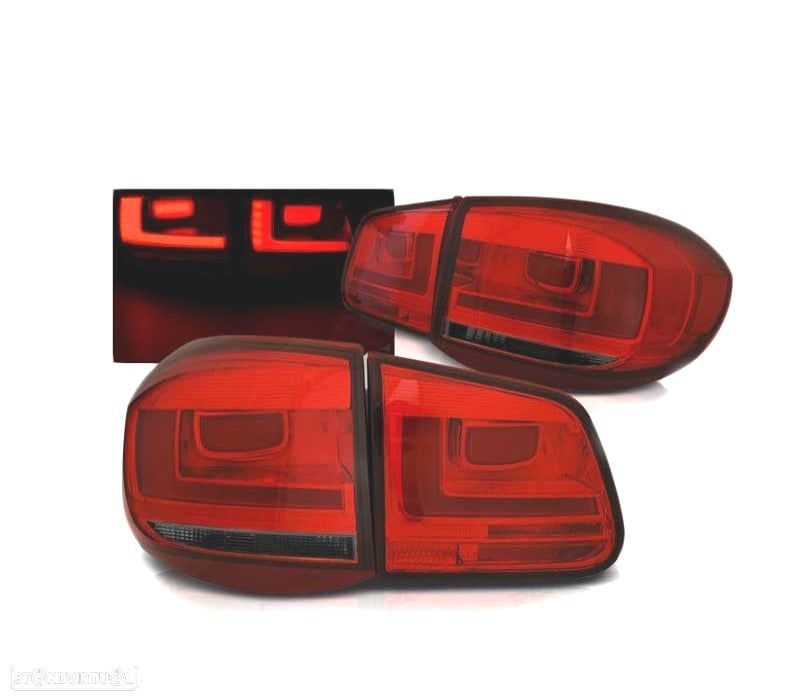 FAROLINS TRASEIROS LED PARA VOLKSWAGEN VW TIGUAN 07-11 VERMELHO FUMADO - 1