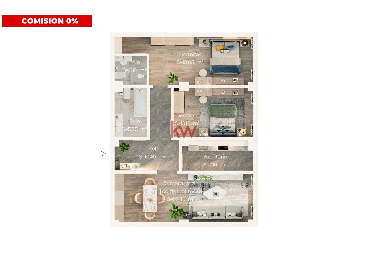 Apartament 3 camere 80 mp | Bloc nou | Parcare inclusa | Valea Lupulu — fotografia 3