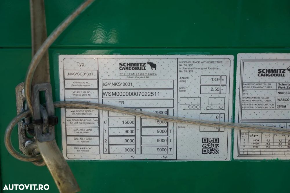 Schmitz Cargobull CORTINĂ / 2X AXE RIDICATIVE / SAF / PRELATĂ ARMATĂ / STANDARD - 30