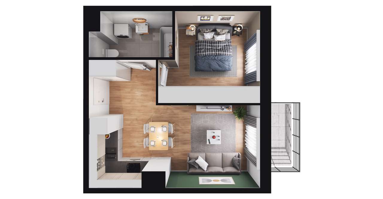 2-pokojowe mieszkanie 37m2 + balkon Bez Prowizji - Pełny obrazek: 2/12