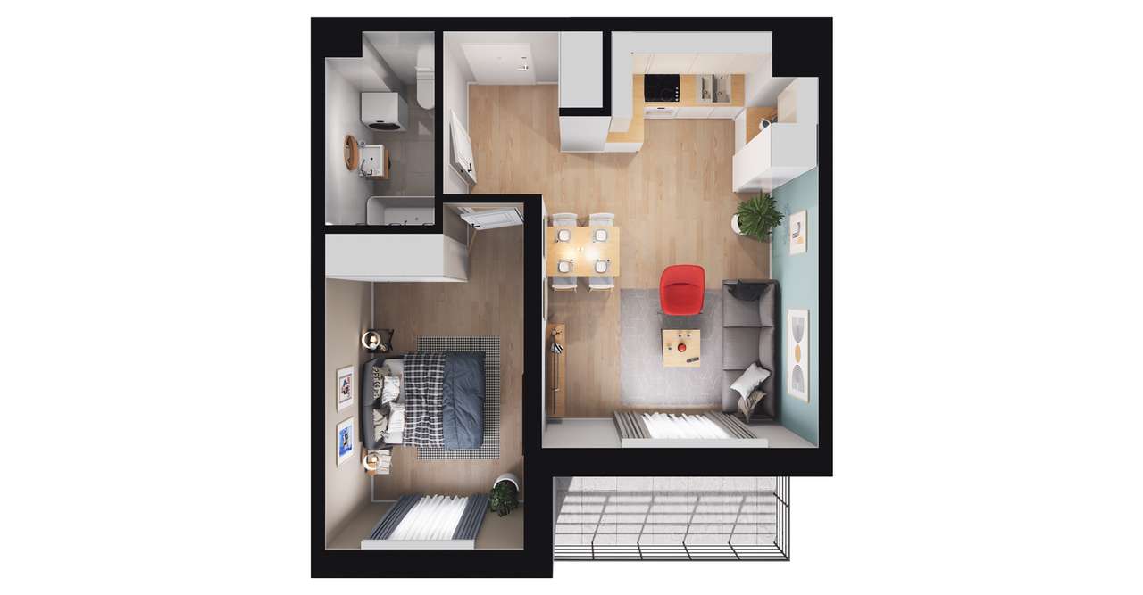 2-pokojowe mieszkanie 40m2 + balkon Bez Prowizji - Pełny obrazek: 2/13