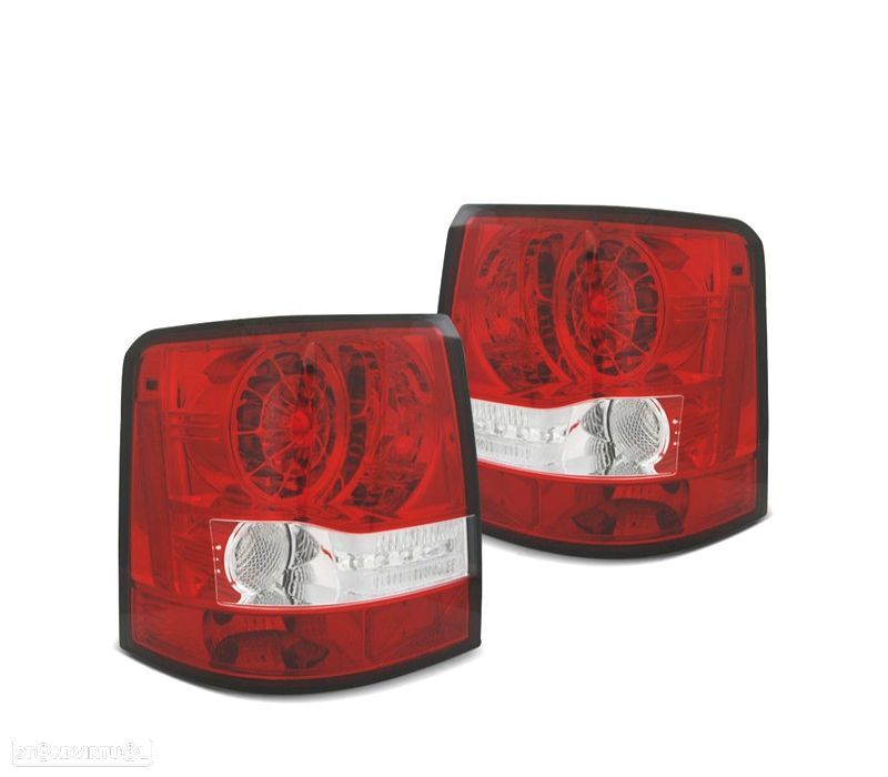 FAROLINS TRASEIROS RANGE ROVER SPORT 05-09 LED VERMELHO CROMADO - 1