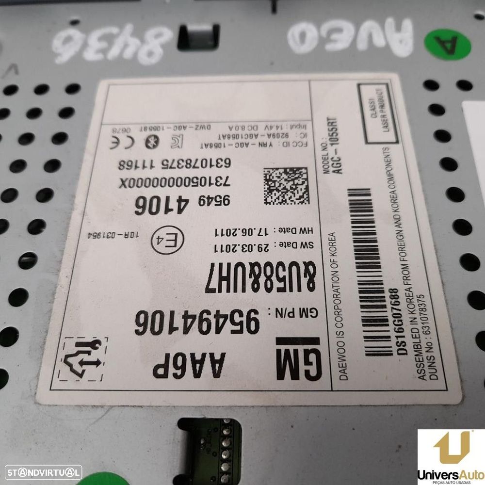 SISTEMA AUDIO / RADIO CD CHEVROLET AVEO FASTBACK 2011 -95494106 - 4