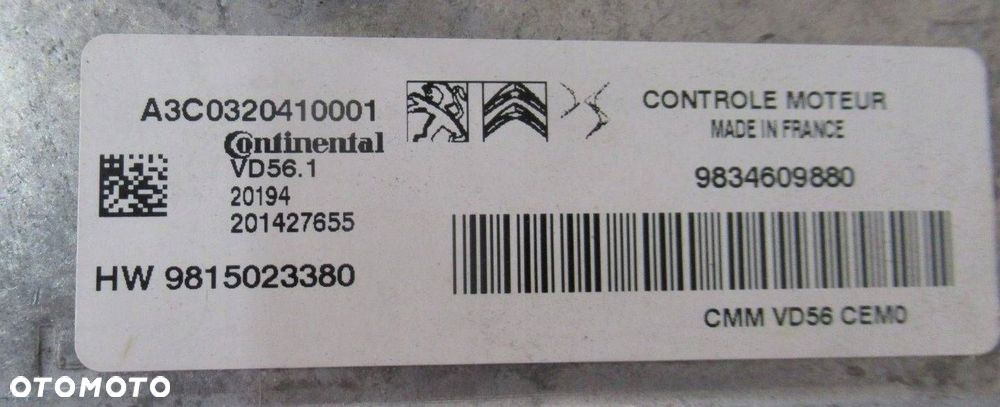 CITOREN C3 III LIFT 1.2 MODUŁ STEROWNIK ECU A3C0320410001 - 3