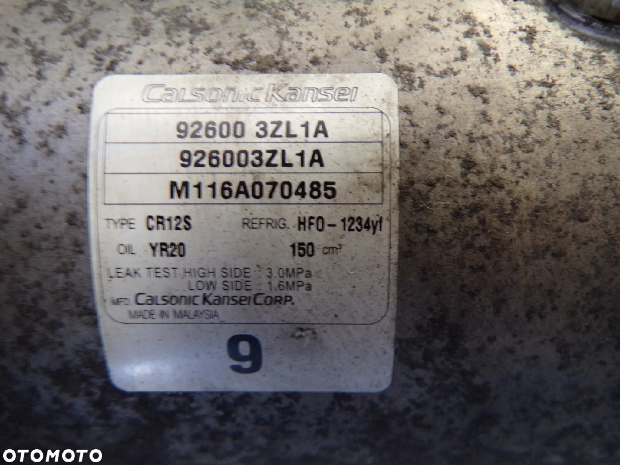 POMPA KOMPRESOR KLIMATYZACJI NISSAN PULSAR JUKE 1.2 DIG-T 92600 3ZL1A - 2
