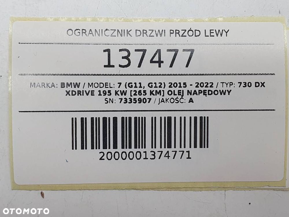 OGRANICZNIK DRZWI PRZÓD LEWY BMW 7 G11 G12 7335907 - 5