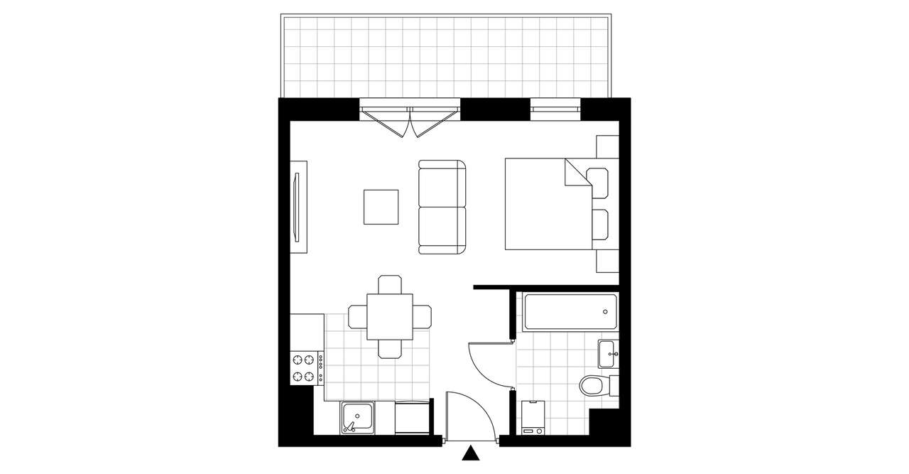 1-pokojowe mieszkanie 31m2 + balkon - Pełny obrazek: 3/5