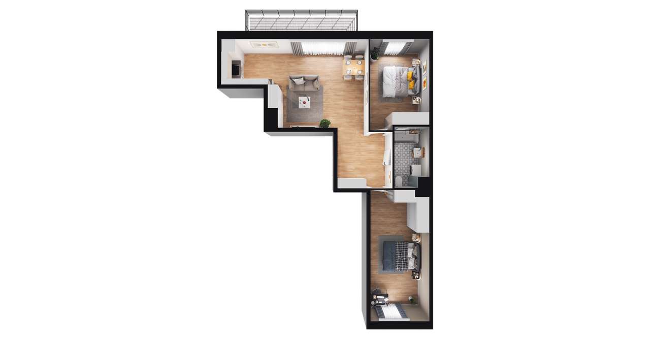 3-pokojowe mieszkanie 68m2 + balkon - Pełny obrazek: 2/9