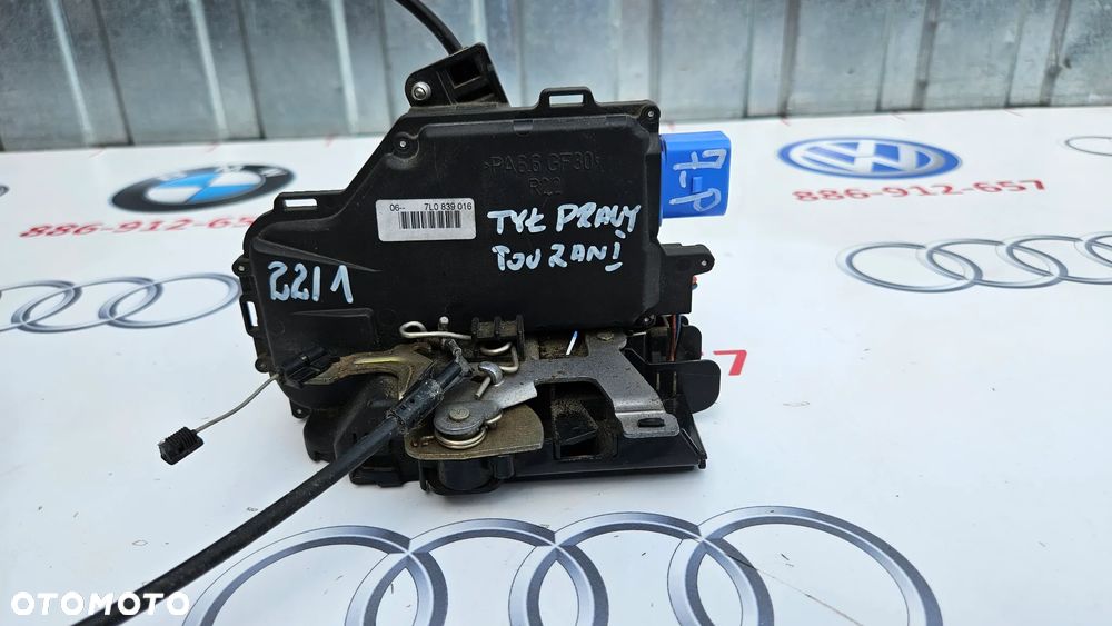 VW Touran 1T Zamek drzwi tył prawy 7 PIN Zamek drzwi tylnych prawy z linką 7L0839016 - 2