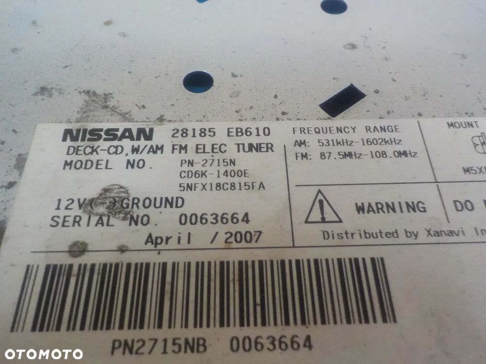 NISSAN NAVARA RADIODTWARZACZ DVD 28185 EB610 - 2