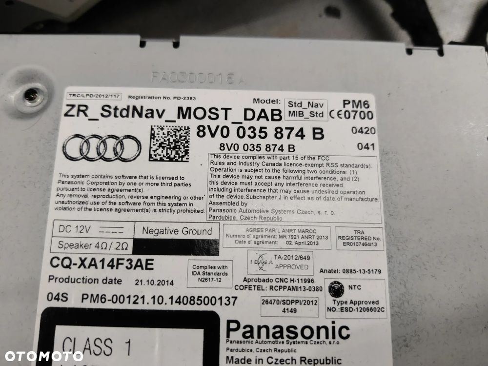 Radio Nawigacja Audi A3 8V Wyświetlacz Czytnik 8V0035874B 8V0857273M - 4