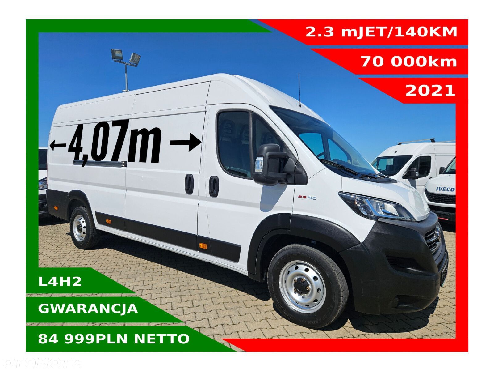 Fiat Ducato L4H2 *84999zł NETTO* 2,3 MultiJET/140KM - 1