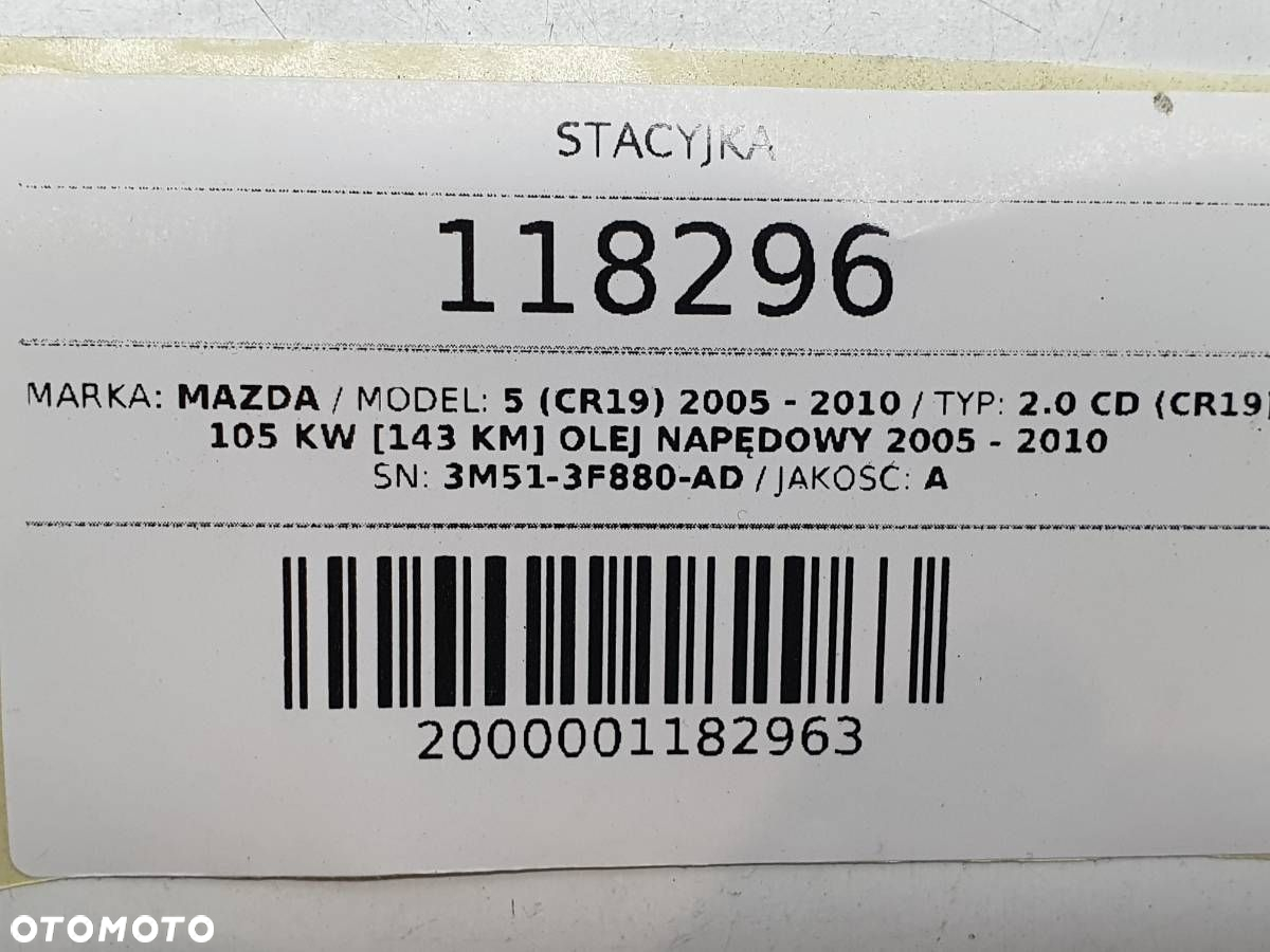STACYJKA KLUCZYK WKŁADKA ZAMKA MAZDA 5 CR19 3M513F880AD C23666938B - 7