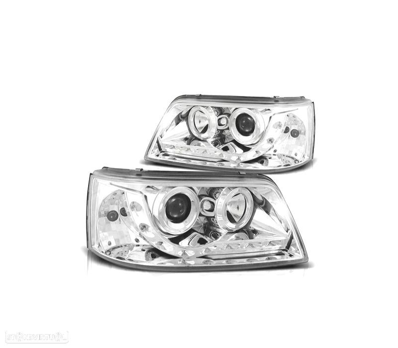 FARÓIS VOLKSWAGEN VW T5 03-09 LUZ DIURNA FUNDO CROMADO - 1