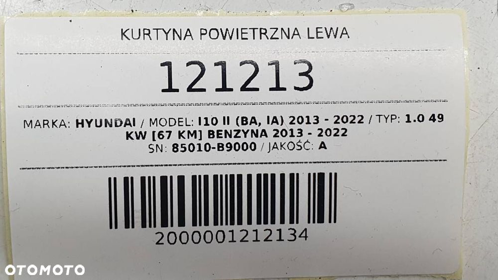 KURTYNA POWIETRZNA AIRBAG LEWA HYUNADI I10 II 85010-B9000 - 4